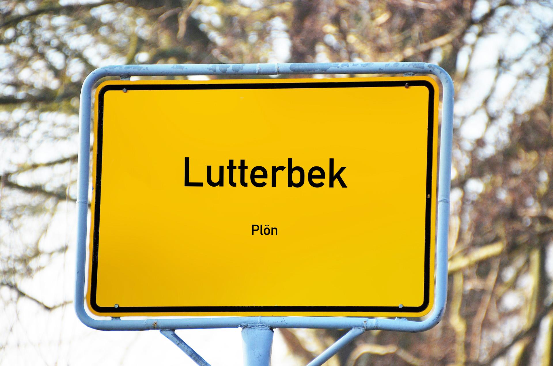Ortsschild mit Aufschrift Lutterbek