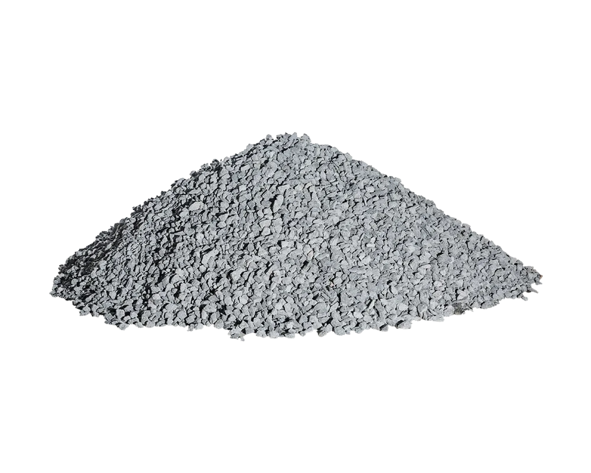 Grauer Pflastersplitt in 0-5mm Körnung als Bettungsmaterial vor weißem Hintergrund.