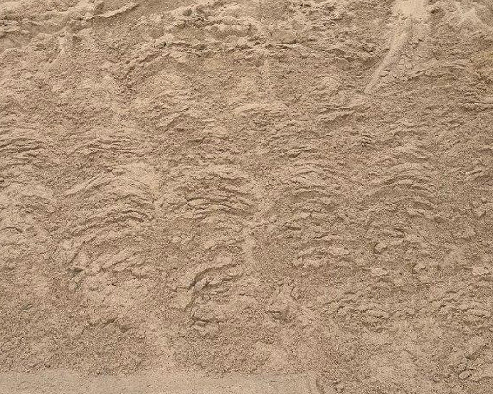 Beige Sandoberfläche mit wellenförmigen Mustern, möglicherweise von einer Sandwäsche oder natürlichen Erosion geformt.
