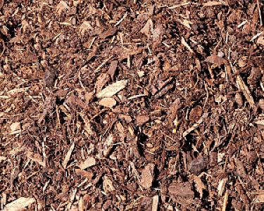 Feiner Rindenmulch der Marke Entsorgen Versorgen, verstreut und gleichmäßig verteilt.