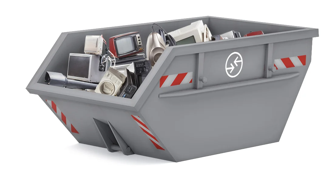 Ein Container befüllt mit Elektroschrott