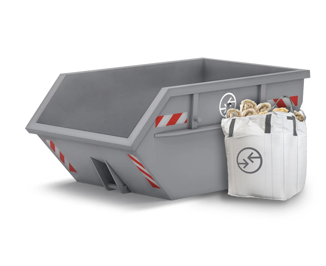 Absetzcontainer befüllt mit Mineralwolle